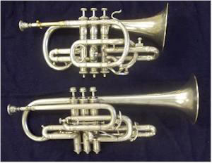 York 1910 and White 1920 silver cornets